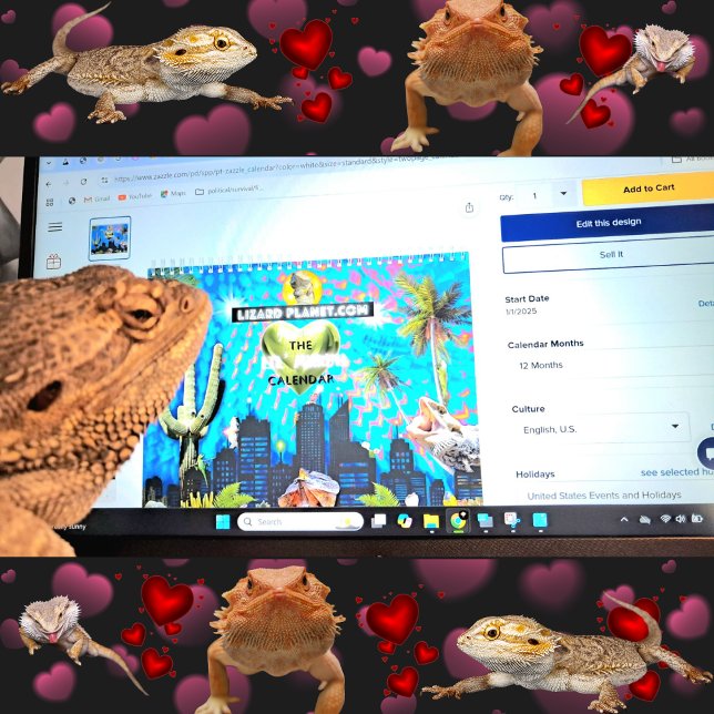 Calendário Lil' Murph Bearded Dragon Collage I Spy Style (Criador carregado)