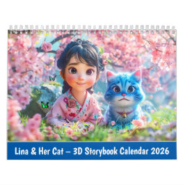 Calendário Lina & Her Cat – 3D Storybook Calendar 2026