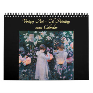 Calendário Linda Vintage Oil Paintings Fine Art 2025 Wall