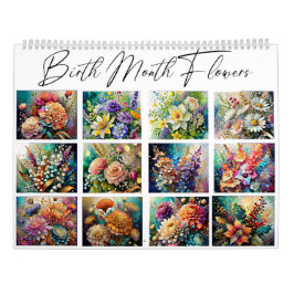 Calendário Lindas flores pintadas do mês de nascimento