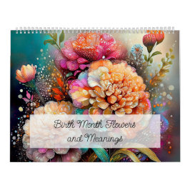 Calendário Lindas flores pintadas para o mês de nascimento