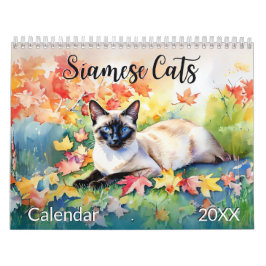 Calendário Lindos Gatos Siameses Amante de Animais de Estimaç