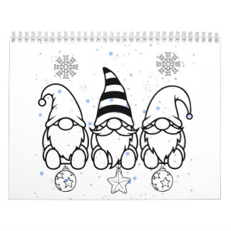 Calendário Lindos Gnomos de Natal Design de Feriado.