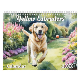 Calendário Lindos Labradores Amarelos Amantes de Animais Cães