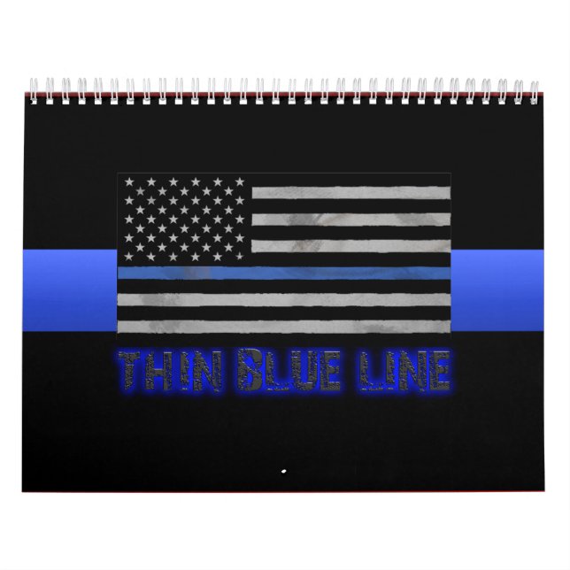 Calendário Linha Azul Fino da Polícia 3D (Capa)