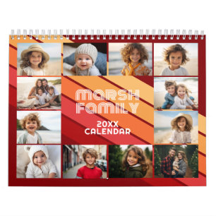 Calendário Listra Retro Foto Completa por Mês