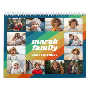 Calendário Listras de Arco-Íris Retrô Foto Personalizada - 13