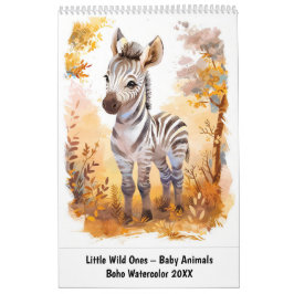 Calendário Little Wild Ones – Baby Animals in Boho Watercolor