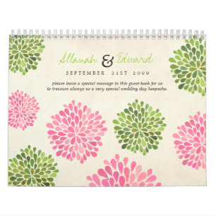 Calendário Livro de Convidados Personalizado de Casamento Úni