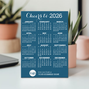 Calendário, Logotipo - Cartão Azul de Feriado Empr