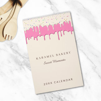 Calendário Logotipo comercial do Glacé Pink Bakery