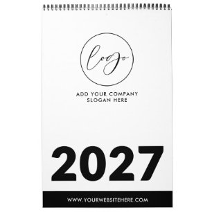Calendário Logotipo de Negócios Preto e Branco Minimalista Pr