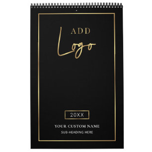 Calendário Logotipo Empresarial Moderno Preto e Dourado 2027