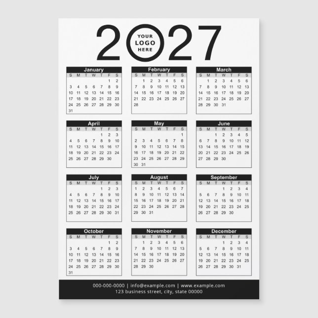 Calendário & Logotipo Empresarial Preto e Branco P (Frente)