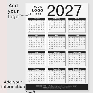 Calendário & Logotipo Empresarial Preto e Branco P