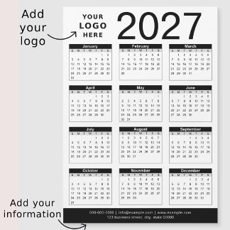Calendário & Logotipo Empresarial Preto e Branco P
