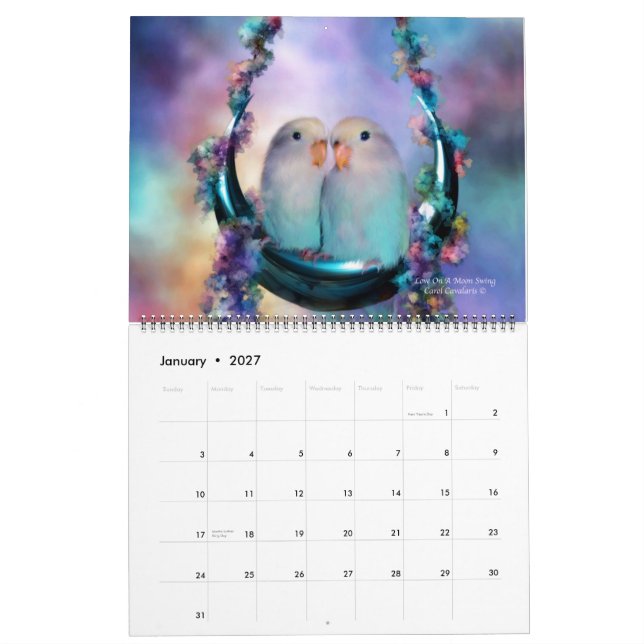 Calendário Love Bird Art Calendar 2014 (Jan 2027)