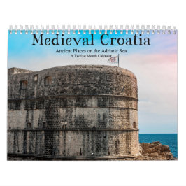 Calendário Lugares Antigos da Croácia Medieval no Mar Adriáti