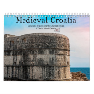 Calendário Lugares antigos medievais de Croatia no mar de