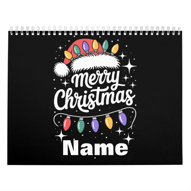 Calendário Luzes de Natal Alegre Chapéu do Papai Noel Present (Capa)