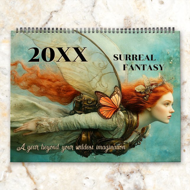 Calendário Magia de Arte de Fantasia Surreal Grande (A personalized calendar featuring surreal fantasy art. All images paint the mood of the season)