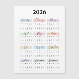 calendário magnético 2026