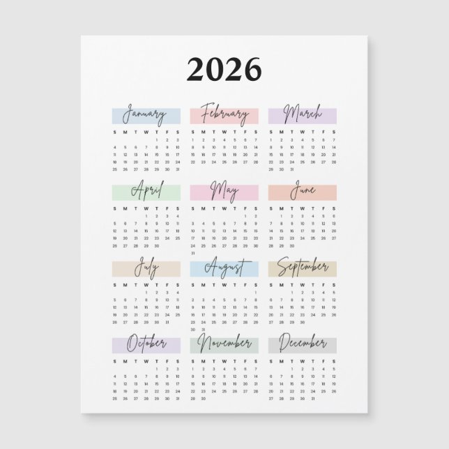 calendário magnético 2026 (Frente)