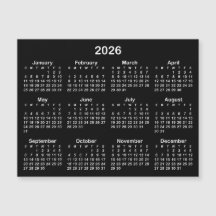 Calendário Magnético 2026, preto e branco minimali