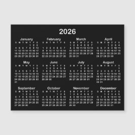 Calendário Magnético 2026, preto e branco minimali