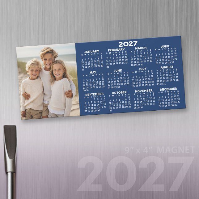 Calendário Magnético 2027 com Colagem de Fotos (2027 Calendar Fridge Magnet)