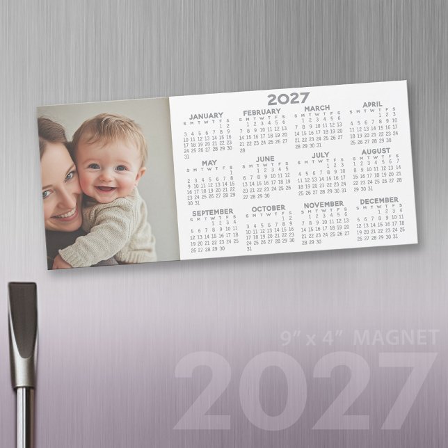 Calendário Magnético 2027 com Colagem de Fotos (2027 Calendar Fridge Magnet)