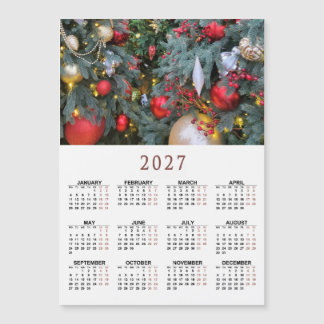 Calendário magnético 2027 com sua foto de Natal
