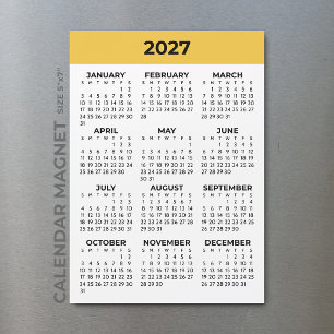 Calendário Magnético Amarelo Ensolarado de 2027 Vi