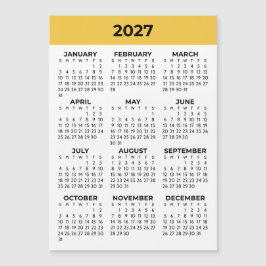 Calendário Magnético Amarelo Ensolarado de 2027 Vi