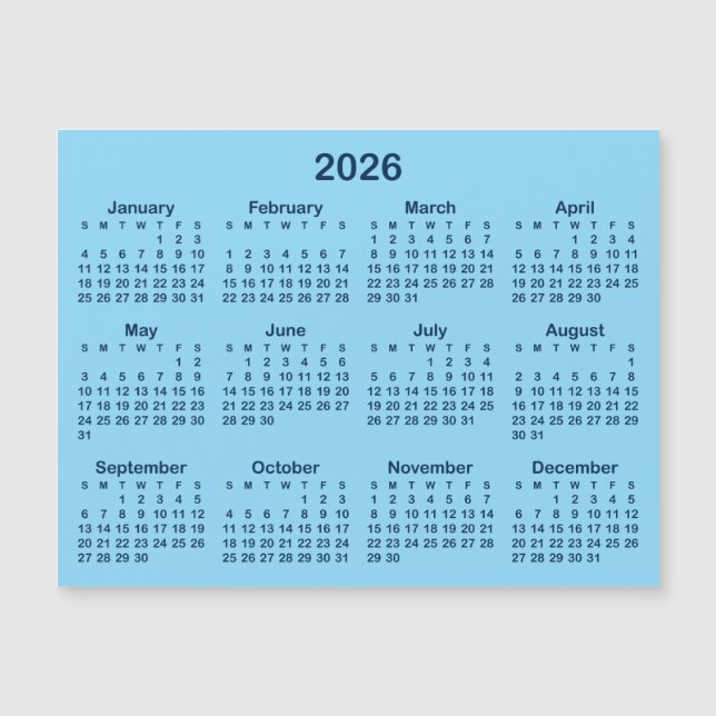 Calendário Magnético Azul Claro e Azul Marinho 202 (Frente)