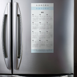 Calendário Magnético Azul De Dois Tons Minimalista