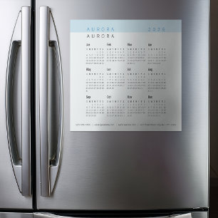 Calendário Magnético Azul De Dois Tons Minimalista