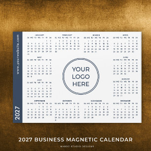 Calendário Magnético Azul e Branco de Negócios 202