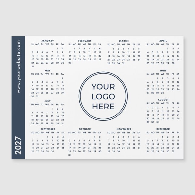 Calendário Magnético Azul e Branco de Negócios 202 (Frente)