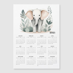 Calendário Magnético Boho 2025, Elefante Minimalis