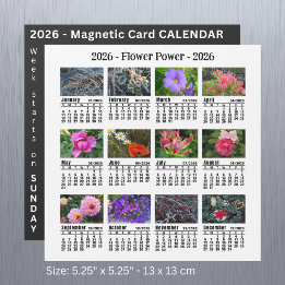 Calendário magnético branco de Flor personalizada