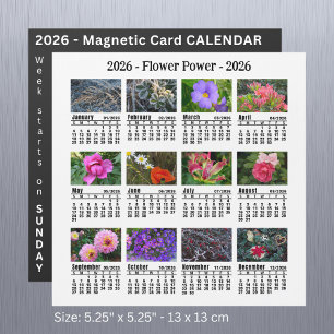 Calendário magnético branco de Flor personalizada
