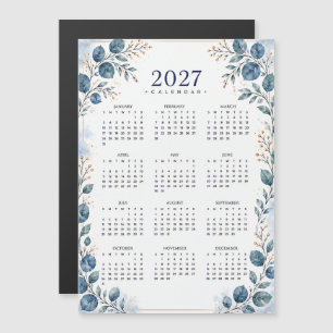 Calendário Magnético Chic Azul Verde Eucalipto 202