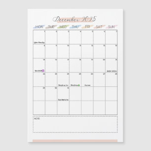 Calendário Magnético de dezembro de 2025