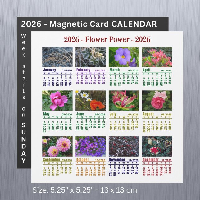 Calendário magnético de Flor Personalizado 2026 co (Criador carregado)