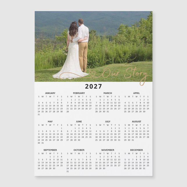 Calendário Magnético de Foto Personalizada 2027 No (Frente)