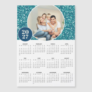 Calendário Magnético de Foto Personalizada Azul Br