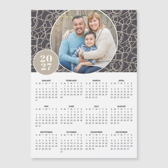 Calendário Magnético de Foto Personalizada Cinza B (Frente)