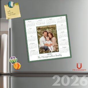 Calendário Magnético de Foto Verde 2026