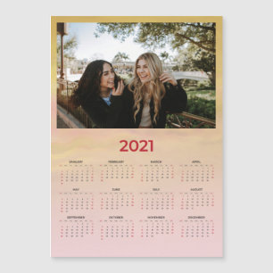 Calendário Magnético de Fotografias Amarelas Com